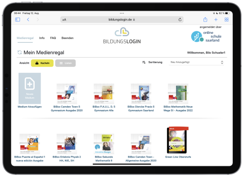 Das digitale Bücherregal in der Online-Schule Saarland